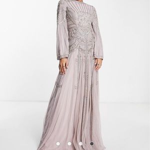 ASOS DESIGN all over embellished maxi dress with flared sleeves